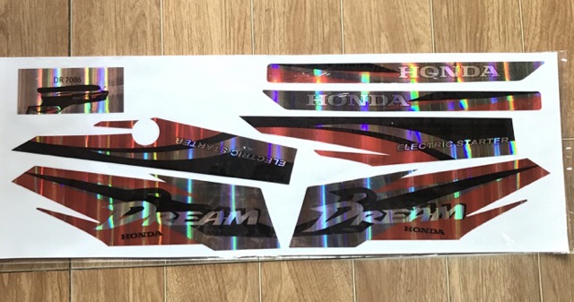 Tem xe Dream chế phản quang, 7 màu  ( nhiều mẫu)