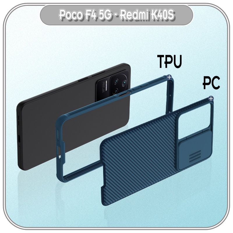 Ốp lưng cho Xiaomi Poco F4 5G - Redmi K40S, Nillkin CamShield Pro che camera - Hàng nhập khẩu