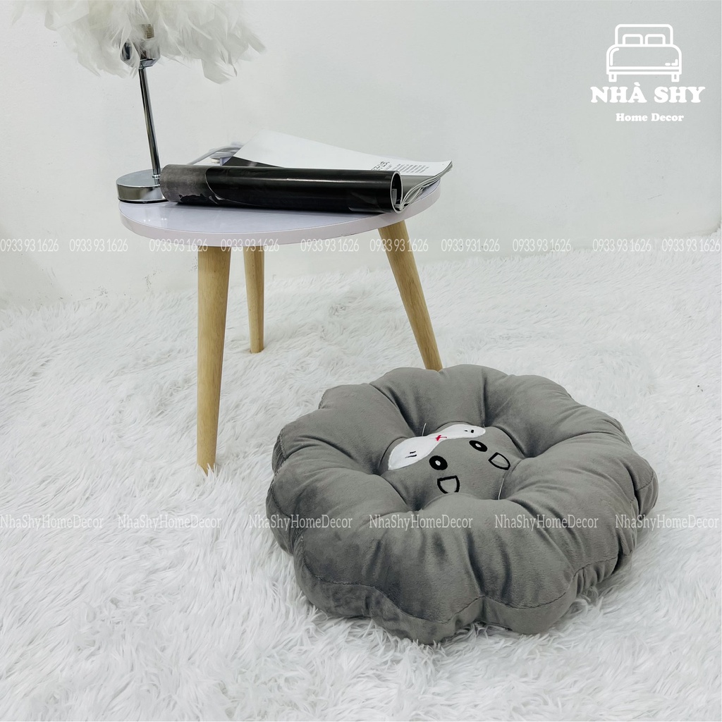 Đệm ngồi bệt hình mặt cười , đệm ngồi bàn trà chất nỉ nhung size đường kính 40cm