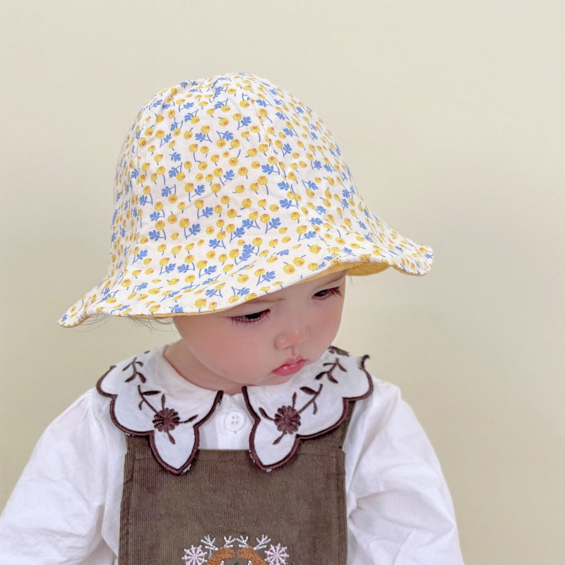 Nón Bucket Hai Mặt Họa Tiết Hoa Thời Trang Đi Biển Mùa Hè Cho Bé