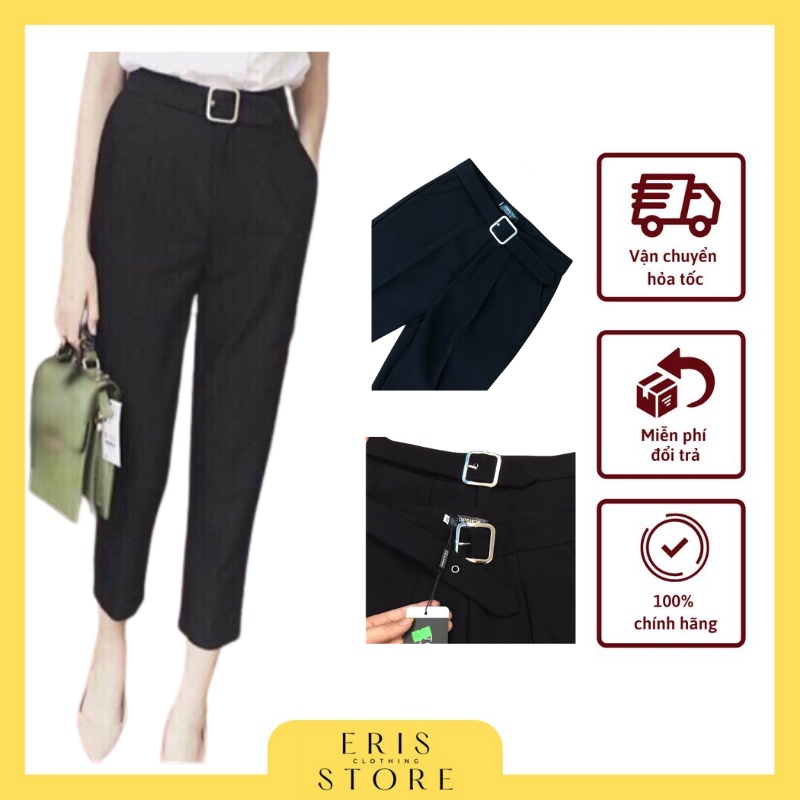 Quần baggy nữ công sở đai vuông cạp cao vnxk chất đẹp có ảnh thật | BigBuy360 - bigbuy360.vn