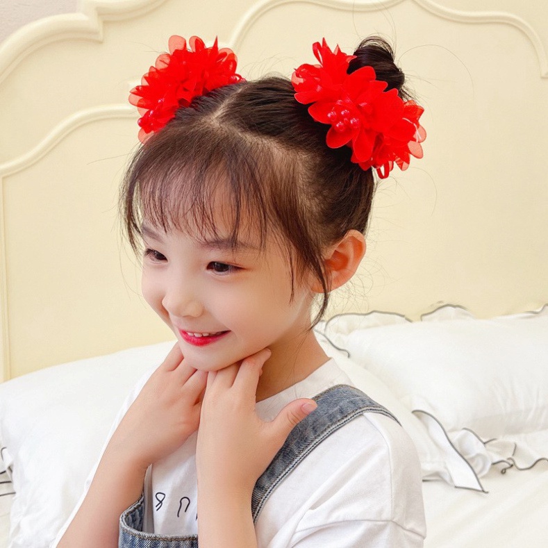 Set 2 Dây Chun Buộc Tóc Hai Bên Đính Hoa Cho Bé Xinh Xắn Dễ Thương - Dây Buộc Tóc
