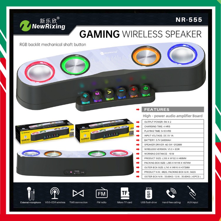 🚀Loa Bluetooth🚀 NR-555 Cao Cấp Siêu Đẹp, Âm Thanh Đỉnh ,Công Nghệ blutooth 5.0 BINTECH Bảo Hành 6 Tháng