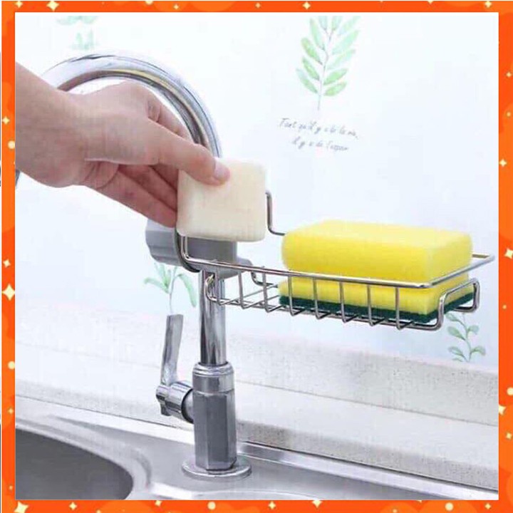 Giá đựng lưới rửa bát,cọ xoong,xà bông TREO VÒI NƯỚC bồn rửa bát (HSN)