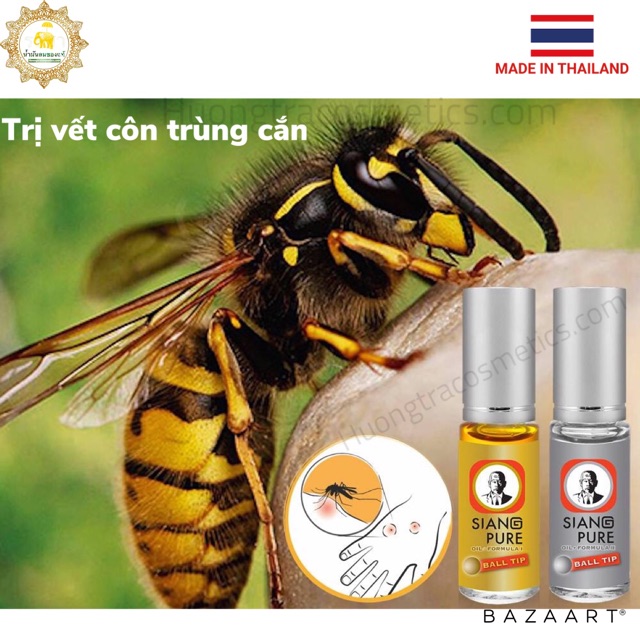 Dầu Lăn trị côn trùng đốt Siang Pure Oil Ball Tip 3ml