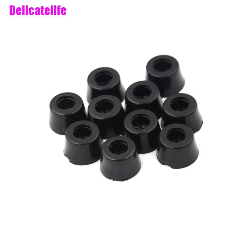 Set 10 chân hộp dụng cụ tủ kiếng cao su tròn 17 x 10mm màu đen