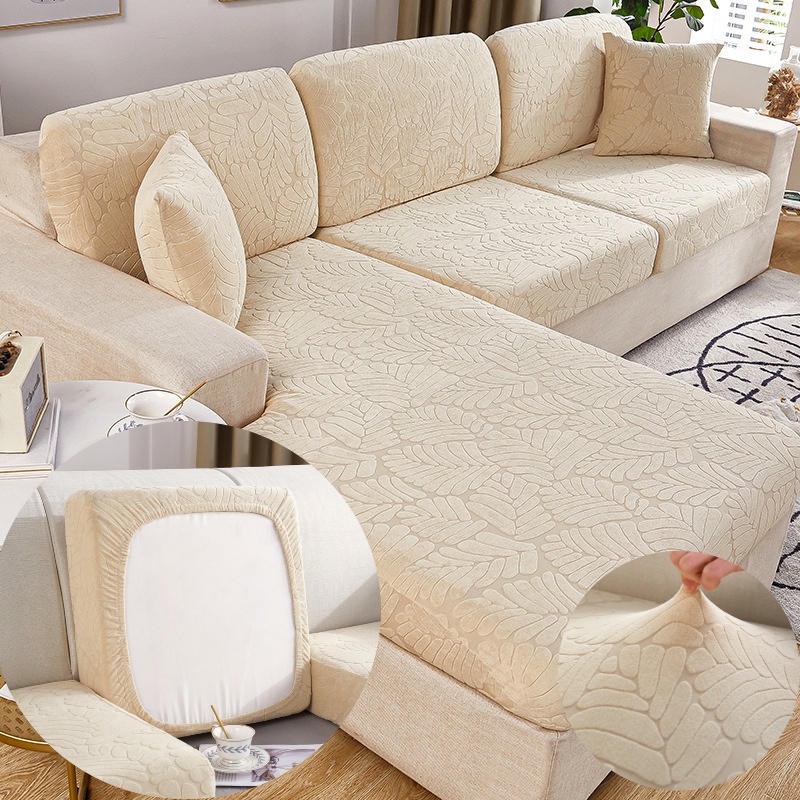 Vỏ bọc đệm ghế sofa hình chữ L 1 /2 / 3 chỗ co giãn tốt kích thước lớn
