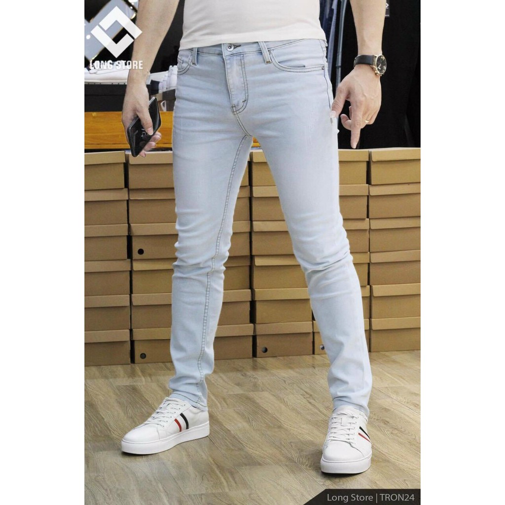 Quần jean nam đẹp màu bạc form slimfit - TCS9