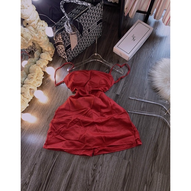 Có mút ngực Set Bộ Áo kiểu 2 dây lụa hở lưng Kèm Chân Váy  Xoè Hình thật cuối