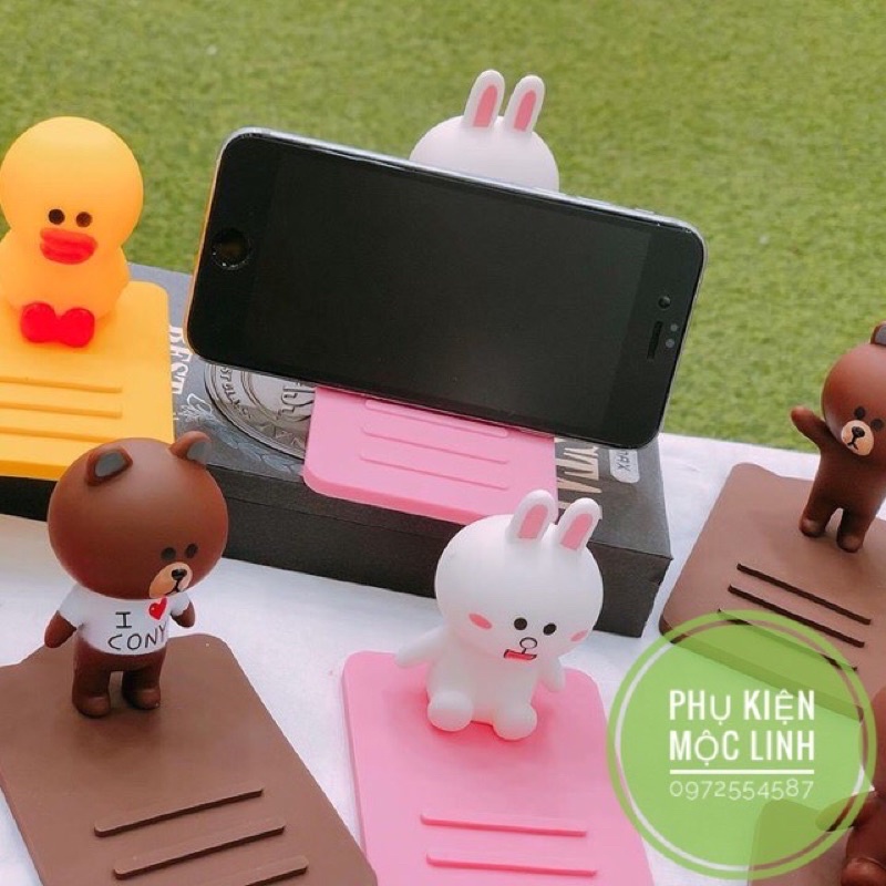 Kệ để điện thoại trên bàn taplo xe hơi xoay 360 độ hình gấu brown thỏ cony ...