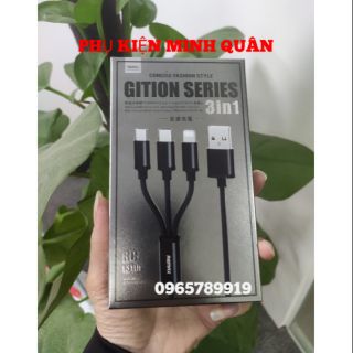 Cáp Sạc 3 Đầu Remax RC131TH ✓ Lightning-Micro USB-TypeC ✓ Hàng Chính Hãng ✓