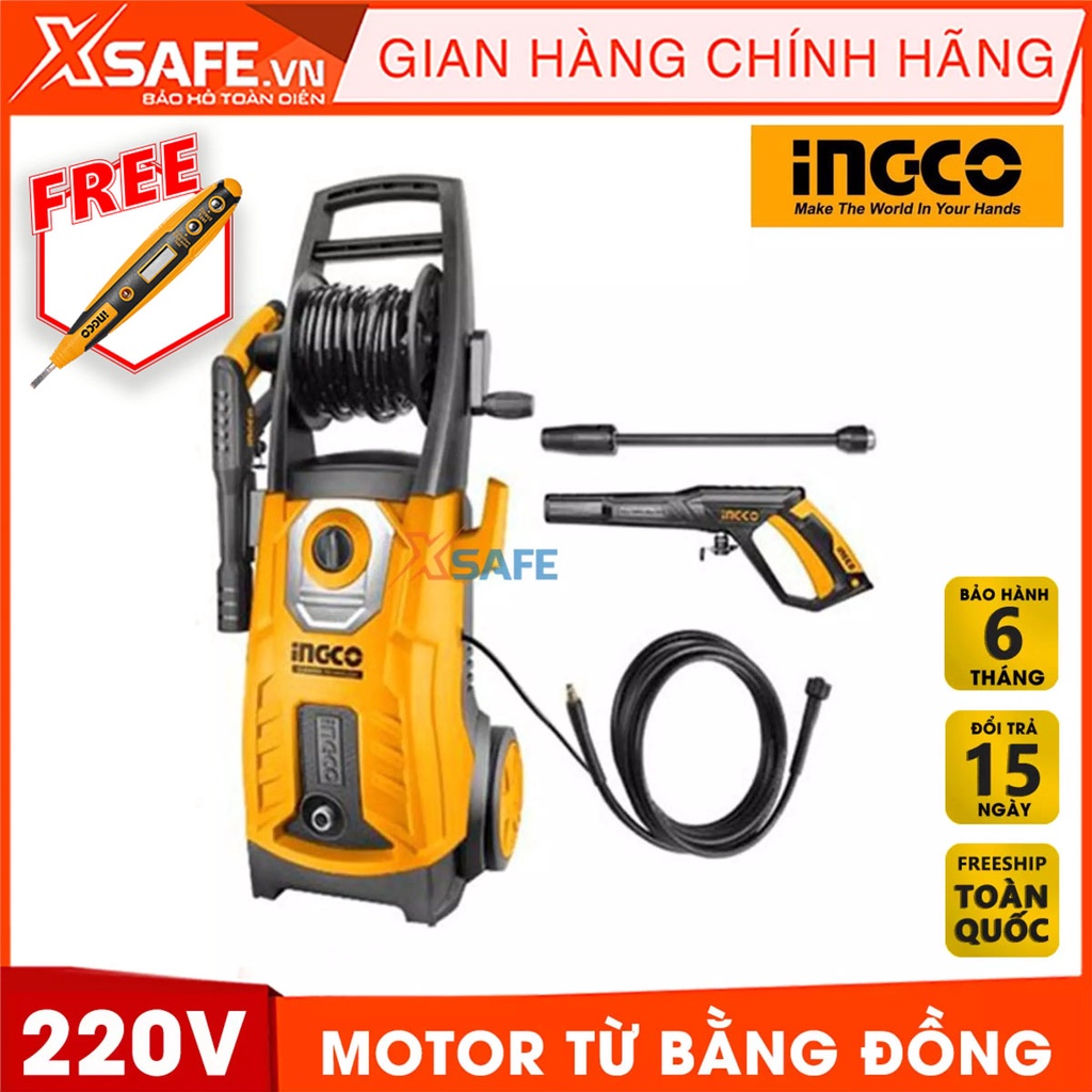 Máy xịt rửa INGCO HPWR25008 kèm 1 bộ vòi phun, dây xịt áp suất cao 5m Máy xịt áp suất cao motor từ không chổi than