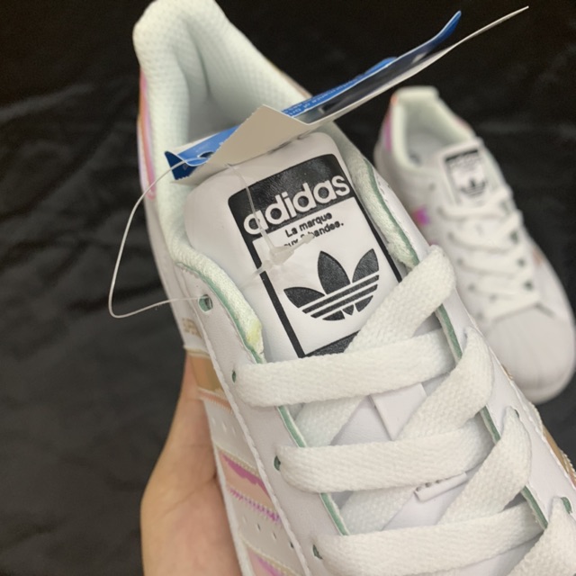 Giầy trắng sọc ngọc trai cao cấp fullbox