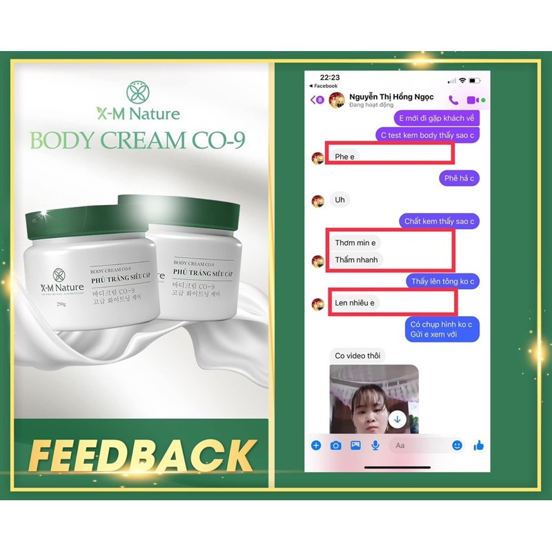 Body cream co9 XM(phủ trắng thần tốc công nghệ Hàn)