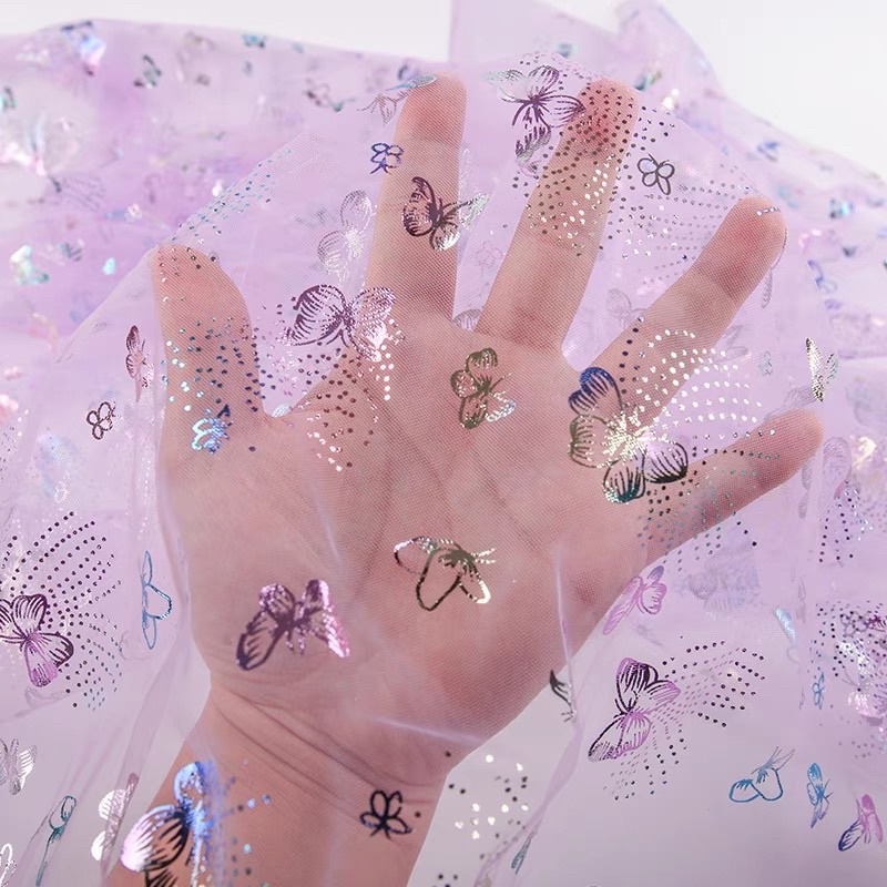 Vải voan lưới in hình bướm 🦋