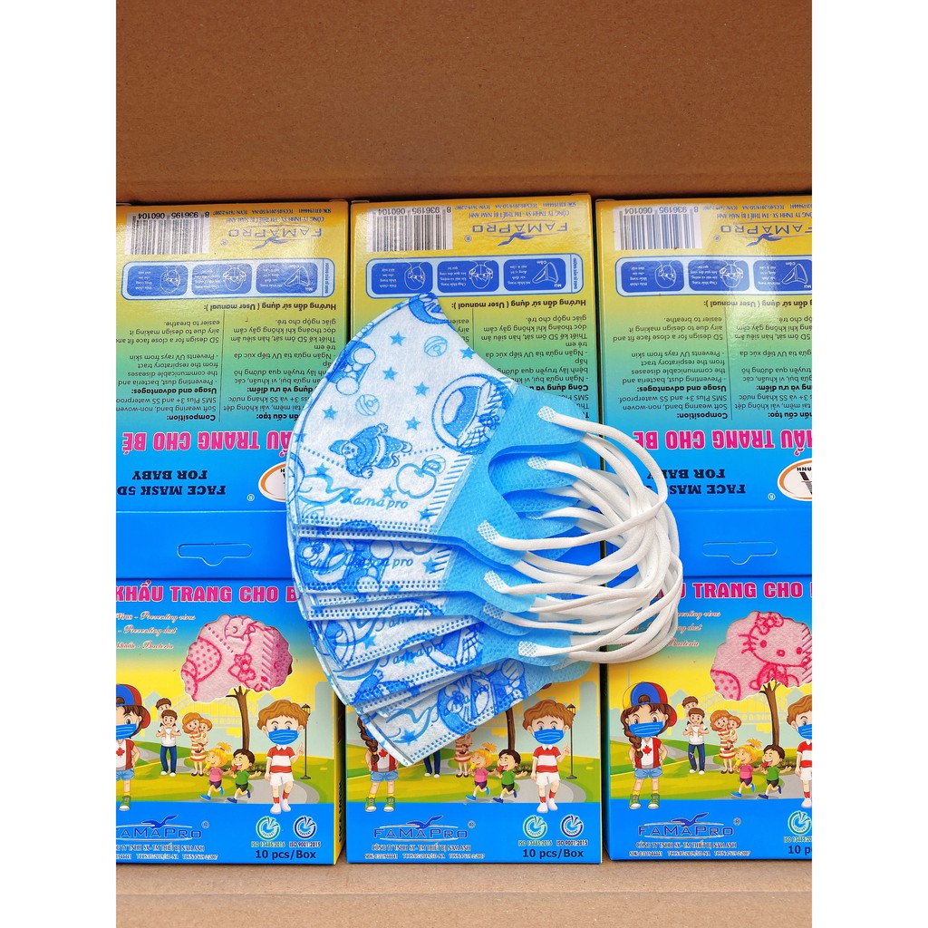 Khẩu trang trẻ em thuộc công ty Cửu Long hộp gồm 10 cái chất liệu 3 lớp | BigBuy360 - bigbuy360.vn