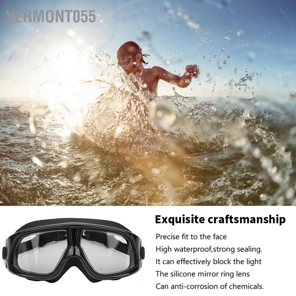 Hàng Hot Kính bơi khung lớn mạ điện Chống sương mù Silicone Bơi cận thị độ nét cao Hàng giao ngayVermont055