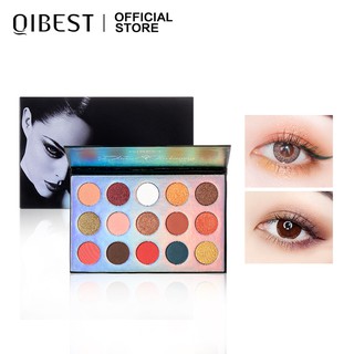 Bảng phấn mắt QIBEST 15 màu không thấm nước lấp lánh chất lượng cao 116g