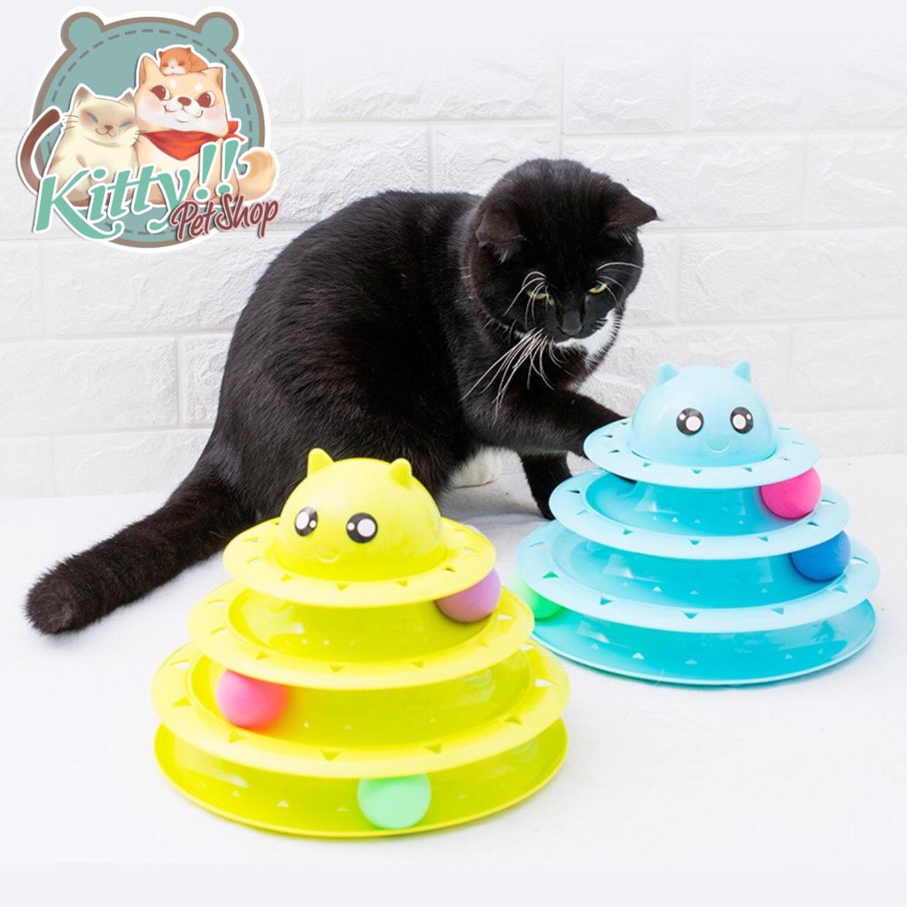 Đồ chơi cho thú cưng: Tháp bóng 3 tầng, đồ chơi tương tác dành cho chó mèo, tháp banh 3 tầng - Kitty Pet Shop