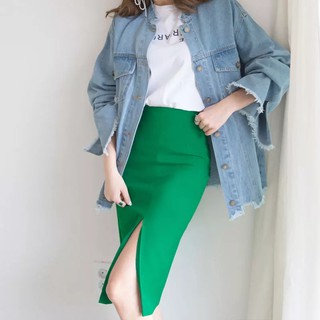 Chân váy bút chì xẻ trước (không ly)