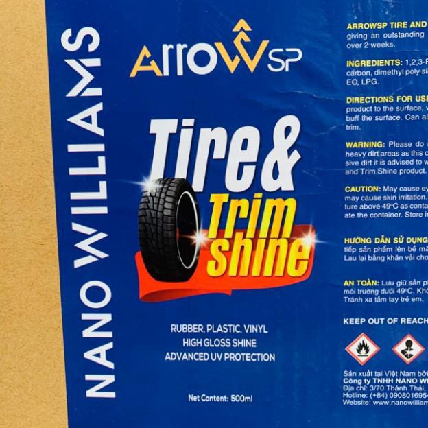 Chai Xịt Đánh Bóng Vỏ Xe Và Dưỡng Nhựa Đen Nhám Arrow Sp Tire & Trim Shine 500ml