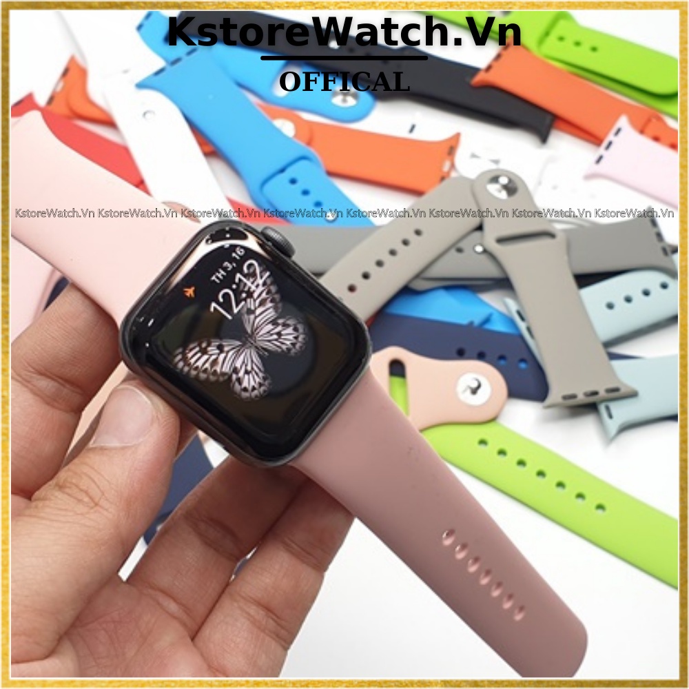 Dây đeo đồng hồ thông minh bằng silicon thời trang cho Apple Watch 7 6 SE 5 4 3 2 1 Size 44mm 45mm 40mm 41mm 42mm 38mm