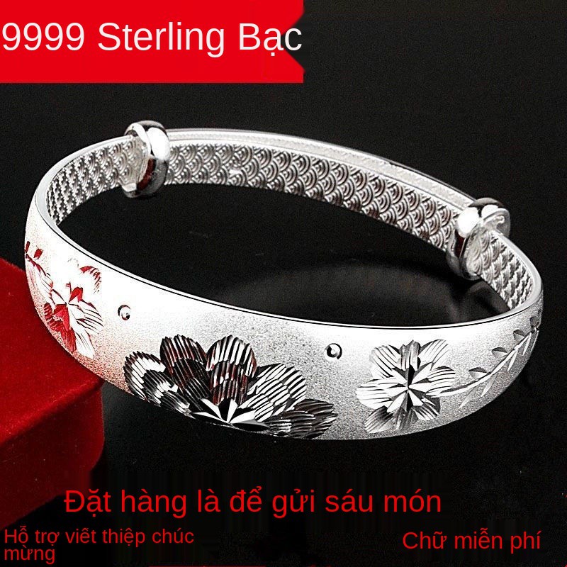 Silver Bracelet 9999 Mẫu nữ bằng bạc Tặng mẹ Vòng tay rắn Longfengfu Quà già trung niên