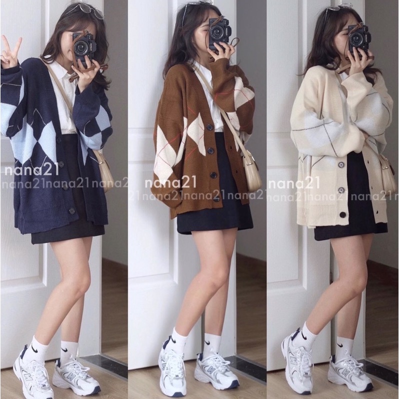 Á cardigan len hoạ tiết