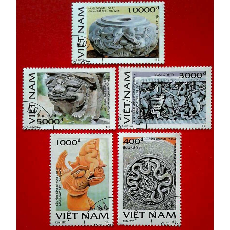 Tem sưu tập MS 748 Tem CTO Việt Nam Điêu khắc cổ Việt Nam thời Lý 1997 ( 5 tem )