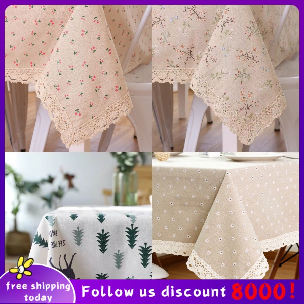 Khăn Trải Bàn Vải Lanh Cotton Hình Chữ Nhật Họa Tiết Đơn Giản Phong Cách Bắc Âu Dễ Thương 
