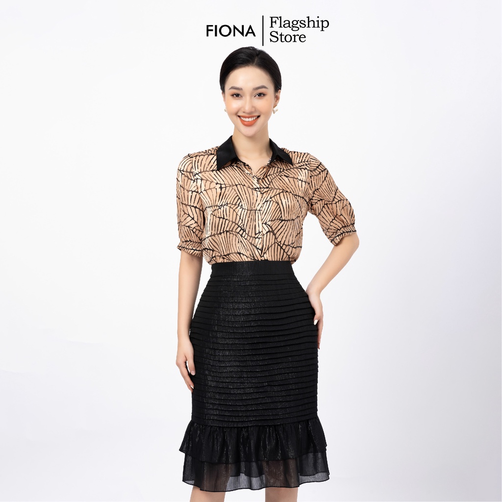 Chân váy ôm xếp ly Fiona, Chân váy đuôi cá 2 tầng màu đen phù hợp mặc đi làm F251180