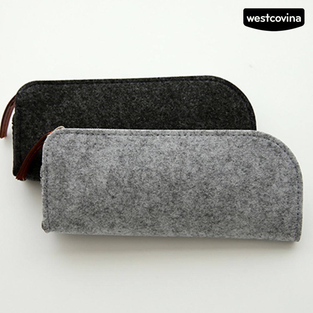 Túi Đựng Bút / Đồ Trang Điểm Bằng Vải Nỉ Có Khóa Kéo Đơn Giản