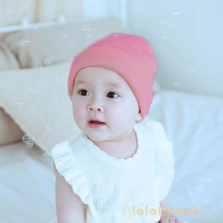 Mũ beanie trùm đầu tránh gió cho bé - Mũ beani trùm đầu màu trơn ấm áp xinh xắn cho bé