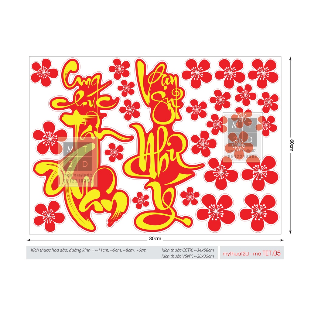 [NHIỀU MẪU] Decal trang trí tết Xuân 2022 hoa mai đào, bộ mẫu TET.5791112 | BigBuy360 - bigbuy360.vn
