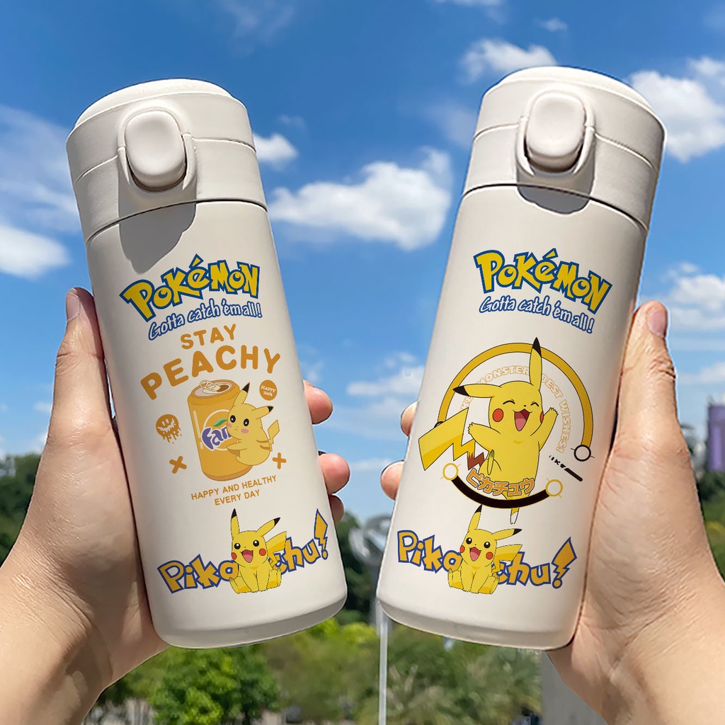 Bình Nước Giữ Nhiệt Bằng Thép Không Gỉ 304 Cao Cấp In Hình pikachu Đáng Yêu thermos