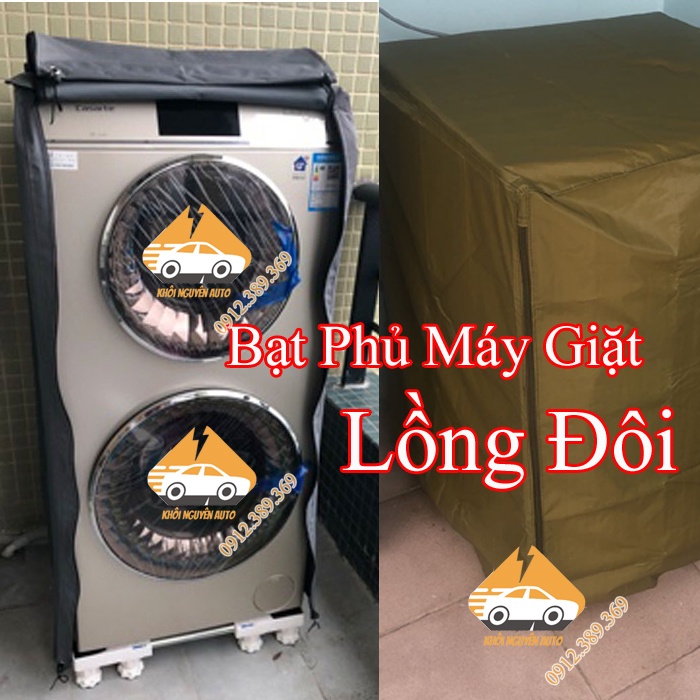 Bạt Phủ Máy Giặt Lồng Đôi 2 Tầng Vải Dù 3 Lớp Siêu Bền Chống Mưa Nắng