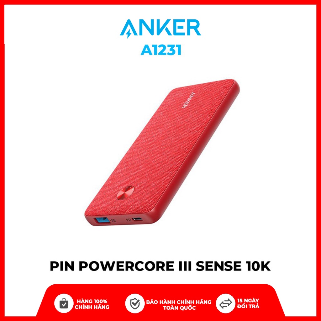 Pin sạc dự phòng ANKER PowerCore III Sense 10K 10000mAh bọc Vải Fabric Hàng chính hãng- A1231
