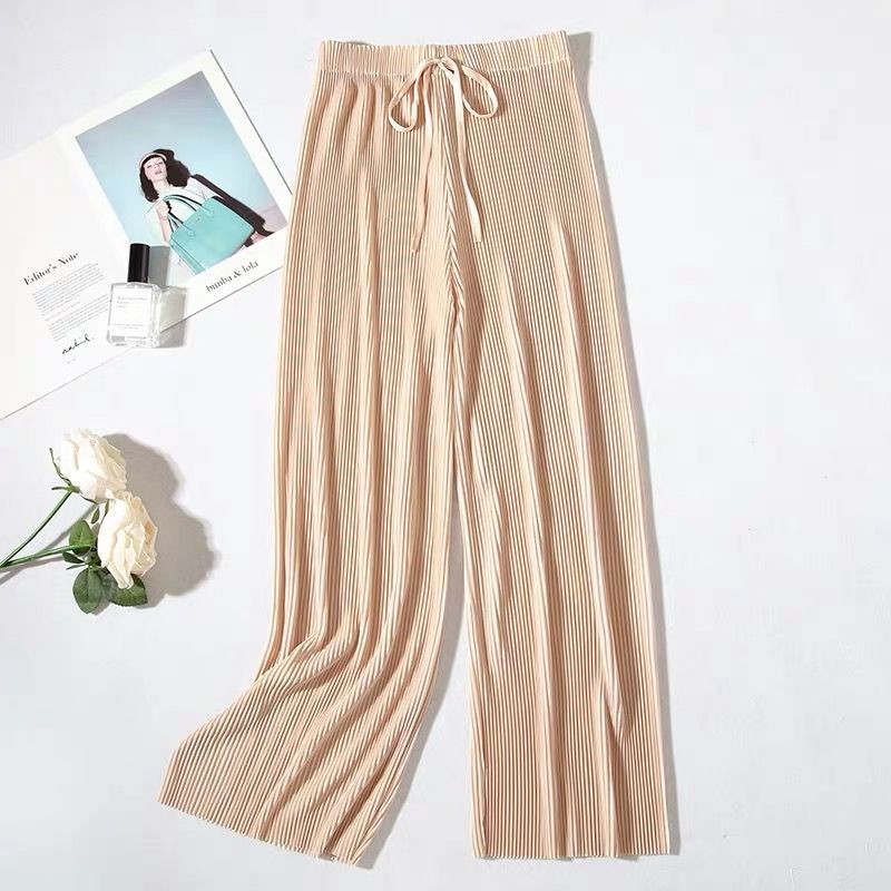 Quần Ống Rộng Vải Chiffon Lụa Băng Thời Trang Xuân Hè Phong Cách Hàn Quốc Cho Nữ