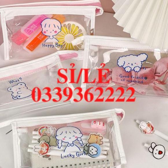 [ HAIANHSHOP ] Túi đựng bút mỹ phẩm mini trong suốt in hình cute chất liệu đẹp Duashop &gt;