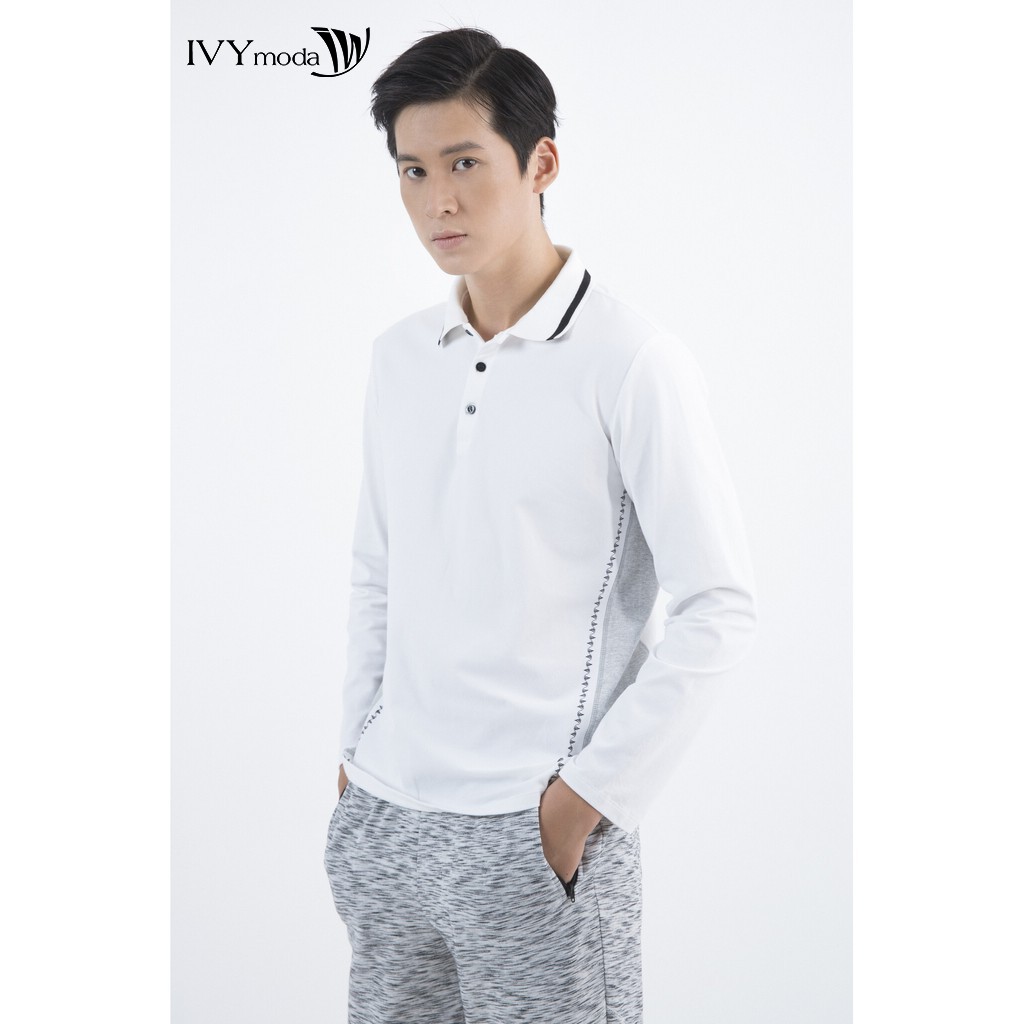 [Mã WABRIVY50 - 10% - ĐH từ 250K] Áo thun nam dài tay cổ đức IVY moda MS 58E2224