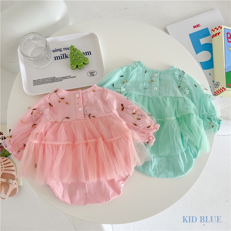 Bộ Áo Liền Quần Tam Giác Vải Mềm Thêu Họa Tiết Thổ Cẩm Dễ Thương Cho Bé Gái