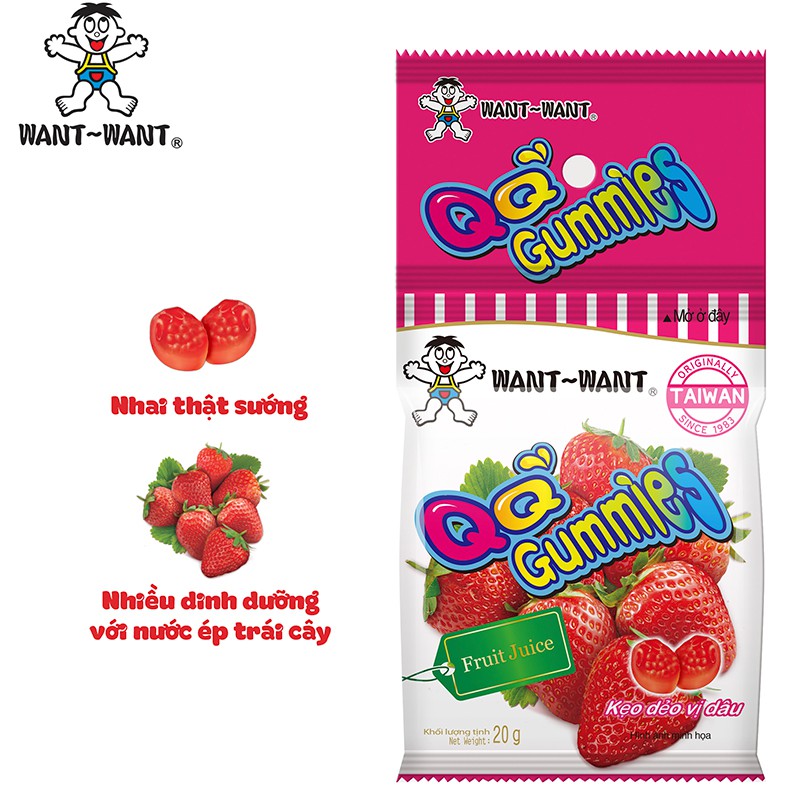 Kẹo Dẻo Want Want Cam Dâu Nho Việt Quất Gói 70G