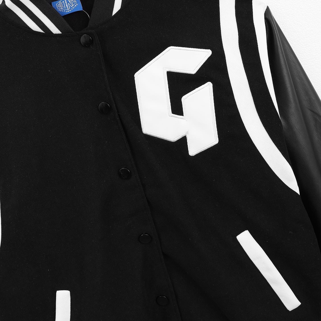 [HipHop] Áo Khoác Nhung Tăm Phối Tay Da Jacket Varsity Graffiti Gonz - V1