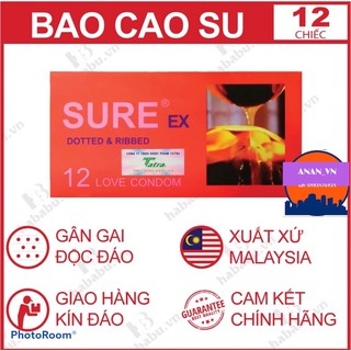 FREE SHIP 50k BAO CAO SU SURE ĐỎ ( che tên sản phẩm khi giao) hộp 12 chiếc