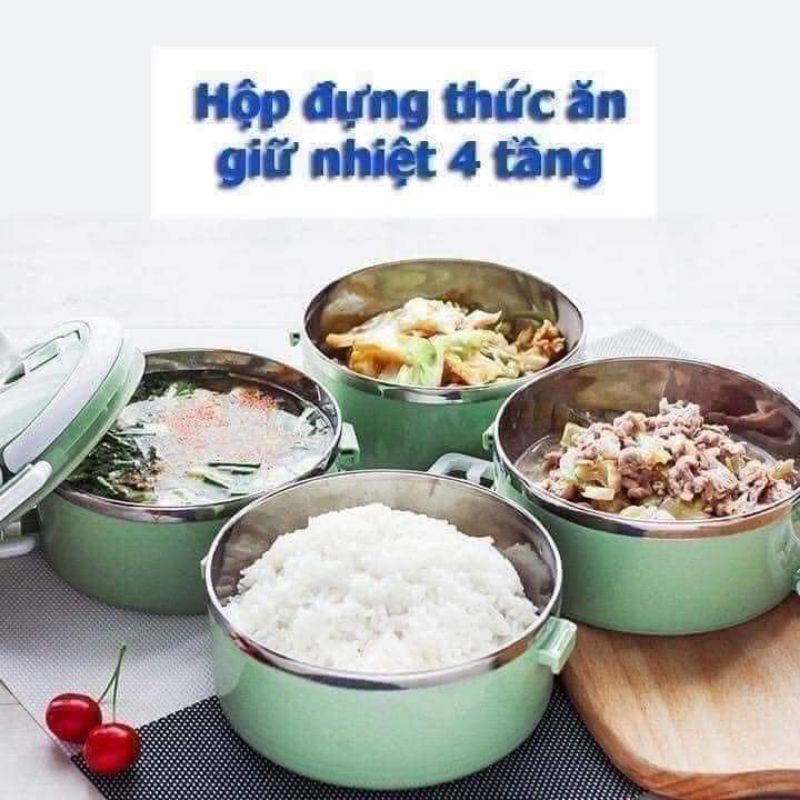 Cặp lồng cơm lúa mạch giữ nhiệt 4 tầng