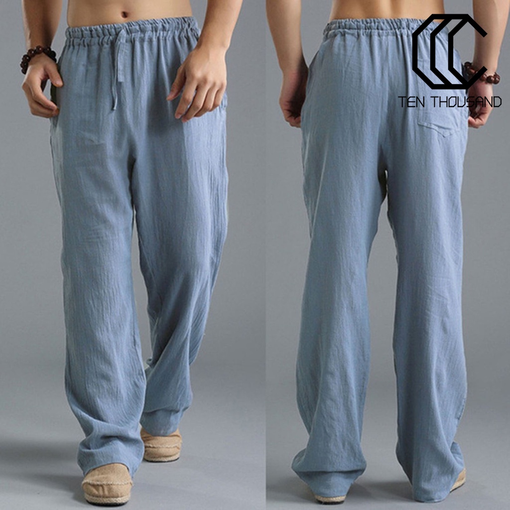 ♋Quần Dài Vải Mỏng Co Giãn Thoáng Khí Màu Sắc Đơn Giản Thời Trang Đường Phố