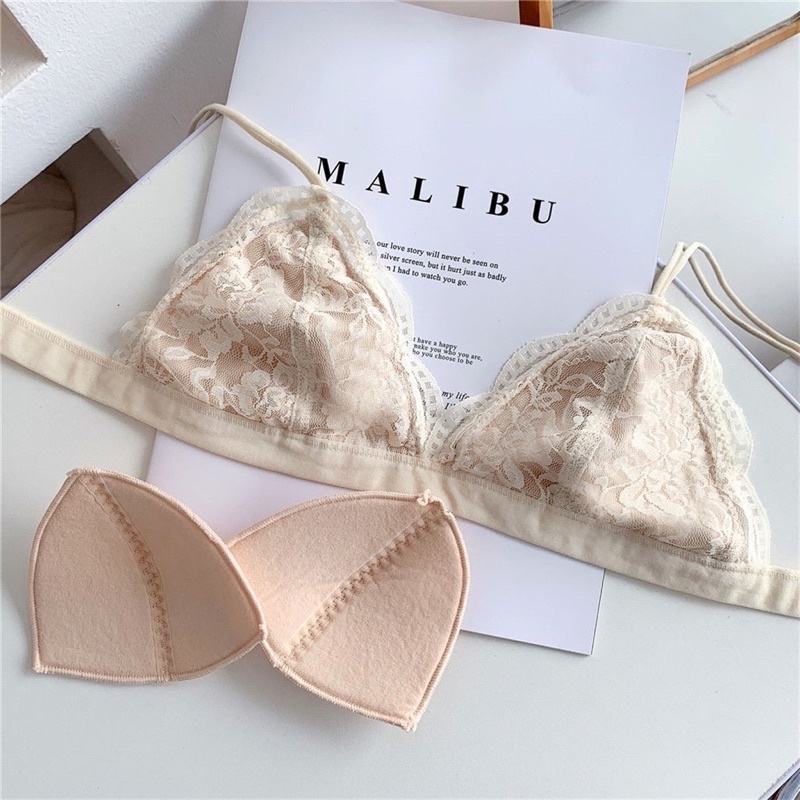 Áo Bra Ren Hoa Mềm Đệm Mỏng 2 Dây Kép Siêu Mềm Êm Móc Cài Sau 369