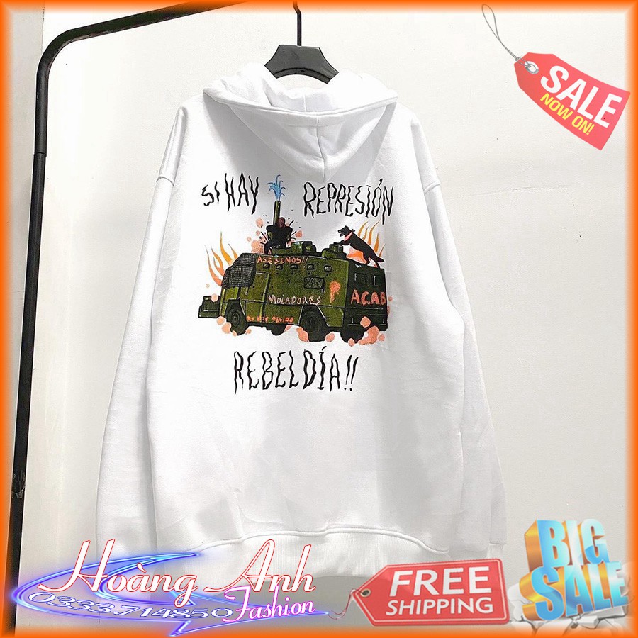 𝐅𝐑𝐄𝐄𝐒𝐇𝐈𝐏_ÁO HOODIE - ÁO KHOÁC NỈ Dây Kéo Tank (HD1330 - Ảnh Thật)