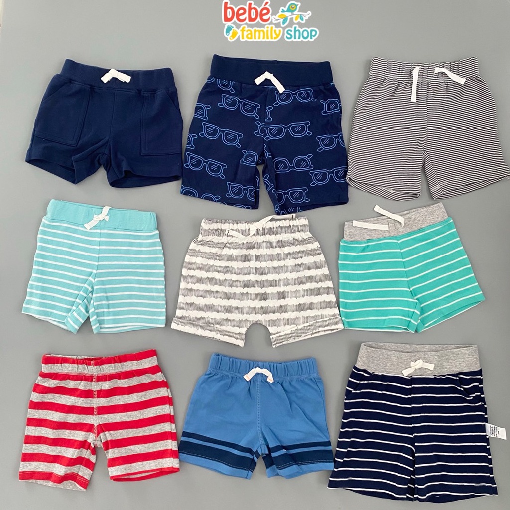 Quần đùi bé trai xuất dư Carters Sơ sinh 3M đến 24M thun cotton da cá QTB