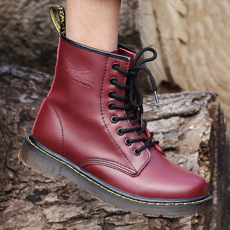 Giày boot martin cổ cao chất liệu da 6 màu tùy chọn thời trang cho cặp đôi